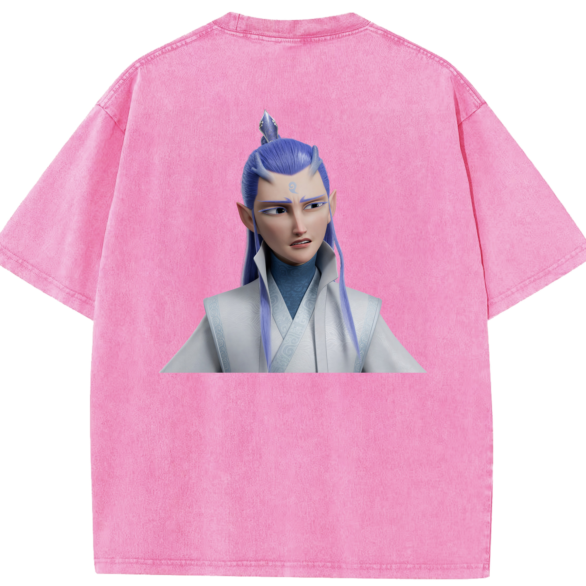 （画像用） Ne Zha 2 ナタ 魔童の大暴れ 綿100% ヴィンテージ風 半袖Tシャツ（背面プリント）